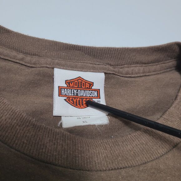 Mt. Pleasant Michigan Map Harley Davidson Biker T-shirt Men's XL Brown - Picture 6 of 9